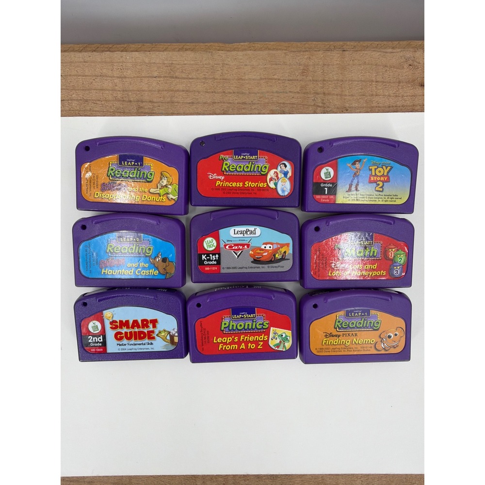 LeapFrog‎ LeapPad LeapStart Cartridge Lot of 9 Disney Pixar Scooby Reading Math